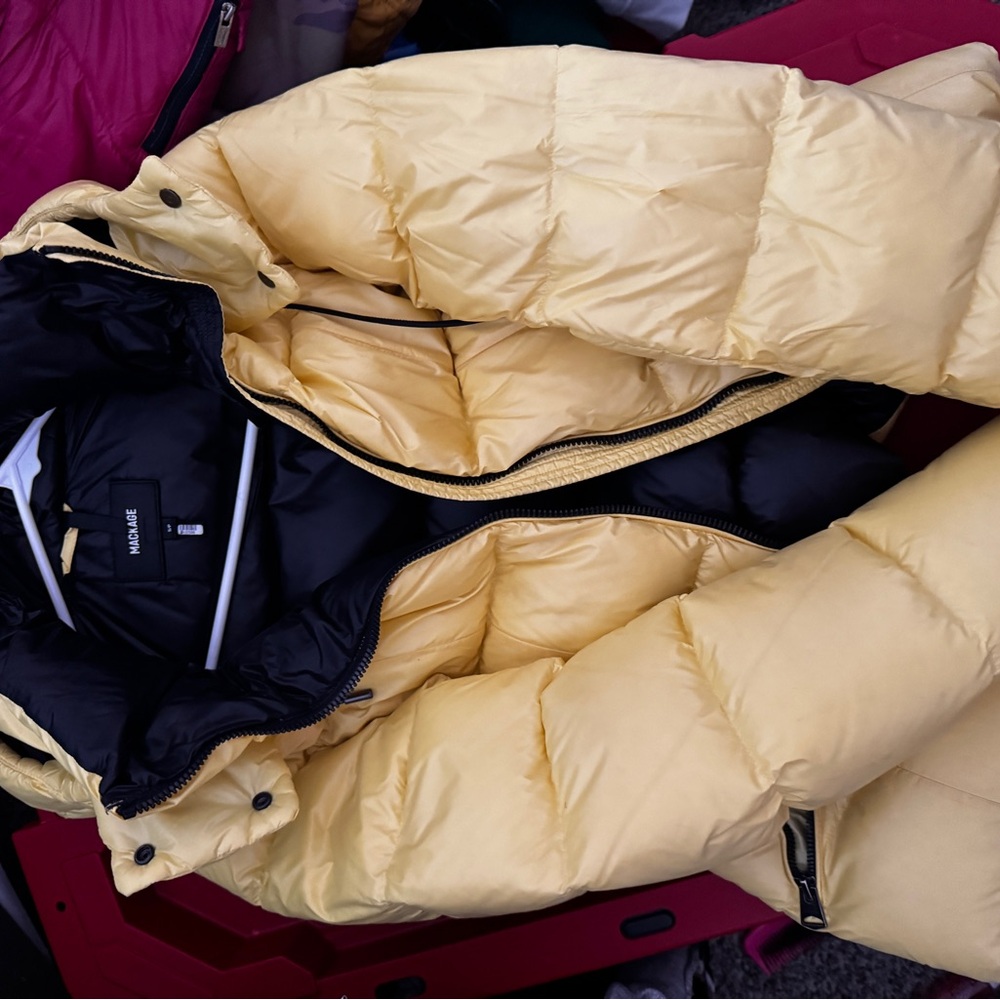 NEVER WORN!! Mackage Yellow and Black Puffer Jacket